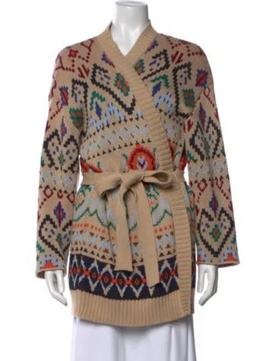 Pre-owned Weekend Max Mara Patterned V-neck Sweater W/ Tags In Neutral