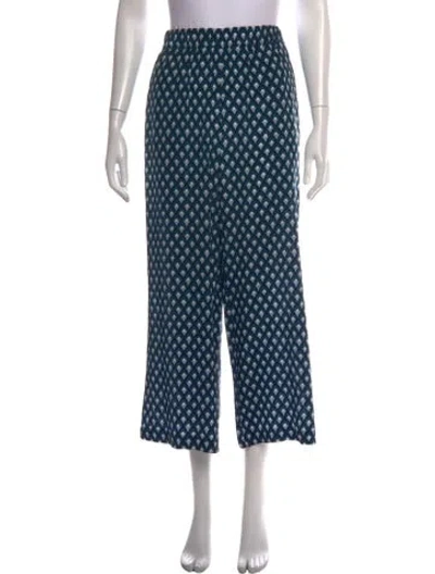 Pre-owned Weekend Max Mara Patterned Wide Leg Pants In Blue