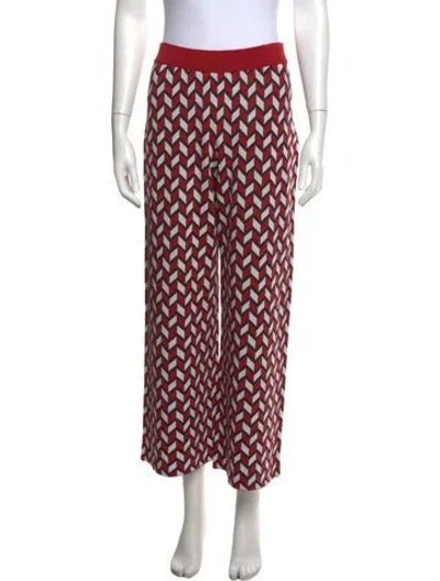 Pre-owned Weekend Max Mara Patterned Wide Leg Pants In Red