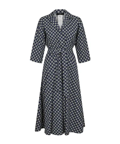 Weekend Max Mara Pattern-printed Belted Dress In Black