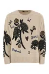 Weekend Max Mara Virgin Wool Intarsia Sweater In Neutral