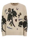 Weekend Max Mara Pavidi Floral-embroidered Wool Sweater In Neutral