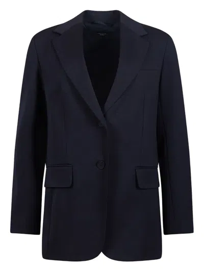 Weekend Max Mara Peak Lapel Two-button Blazer In Blue