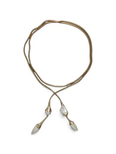 Weekend Max Mara Pearl-embellished Snake-chain Necklace In Green