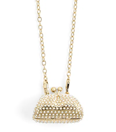 Weekend Max Mara Pearlised Pastaccino Bag Pendant Necklace In Gold