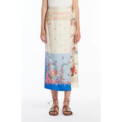 WEEKEND MAX MARA WEEKEND MAX MARA PEGGI MIX PRINT SILK WRAP SKIRT