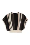 Weekend Max Mara Pegola Pleated Striped Knit Shirt