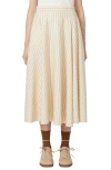 Weekend Max Mara Pelota Stripe Jersey Midi Skirt In White