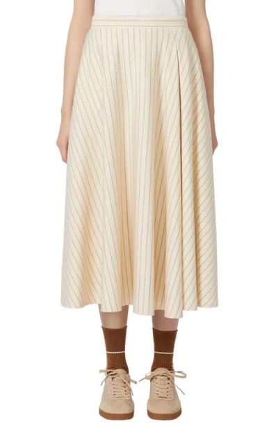 Weekend Max Mara Pelota Stripe Jersey Midi Skirt In White