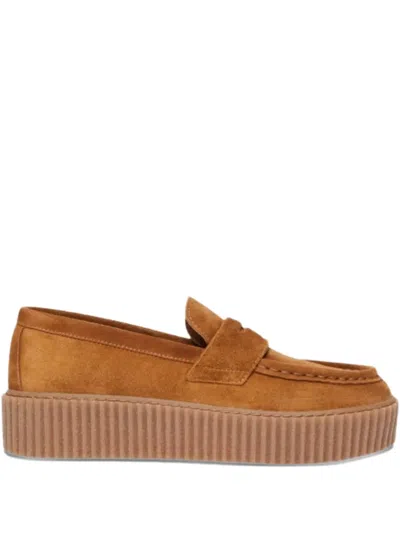 Weekend Max Mara Penny Suede Loafers In Brown