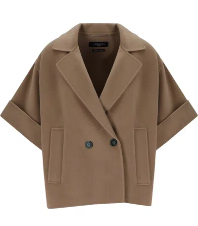 WEEKEND MAX MARA WEEKEND MAX MARA PERA BROWN SHORT COAT