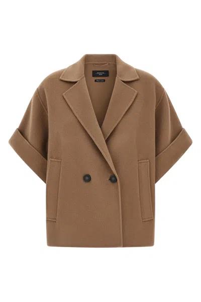 Weekend Max Mara Coat Double-breasted Front Pockets In Brown