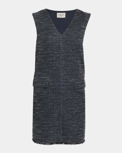 Weekend Max Mara Pera Fringed Boucle Jersey Mini Shift Dress In Gray