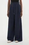 Weekend Max Mara Perdoni Side Stripe Cotton Blend Drawstring Pants In Blue