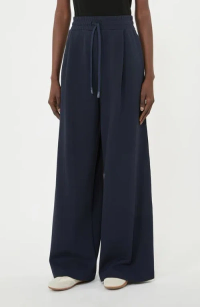 Weekend Max Mara Perdoni Side Stripe Cotton Blend Drawstring Pants In Blue
