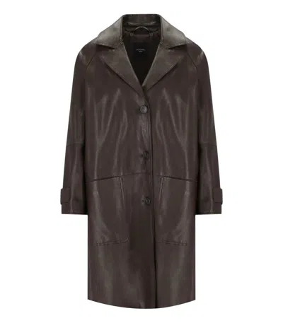 Weekend Max Mara Petra Cioccolato Leather Jacket In Brown
