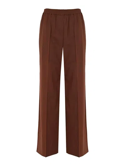 Weekend Max Mara Petra Trousers In Technical Wool Gabardine In Brown