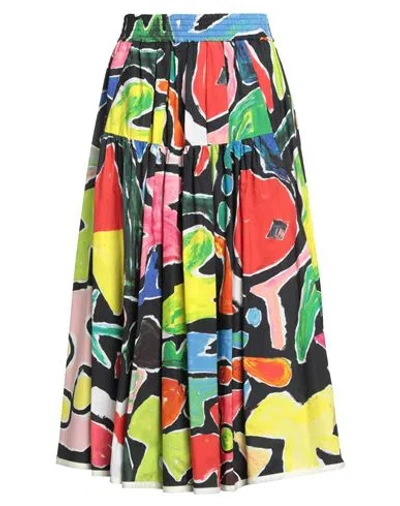 Weekend Max Mara Phantasie By Arthur Arbesser X  Woman Midi Skirt Black Size 8 Cotto In Multi