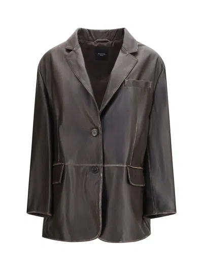 Weekend Max Mara Pila Single-breasted Leather Jacket In Black