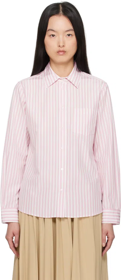 Weekend Max Mara Striped Shirt Chest Pocket Long Sleeves In Pink