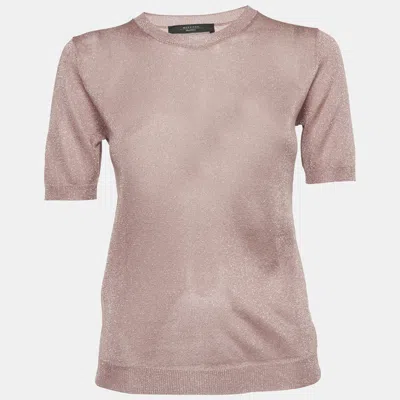 Pre-owned Weekend Max Mara Pink Lurex Knit Crew Neck Top S
