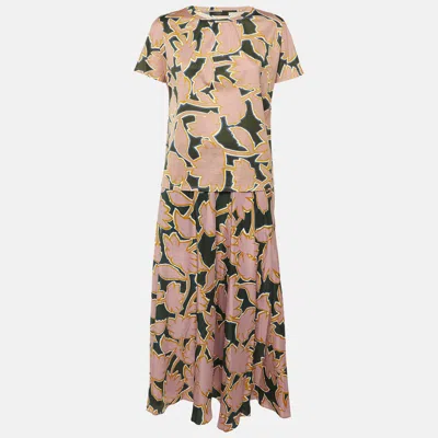 Pre-owned Weekend Max Mara Pink Printed Cotton & Silk Co-ord Set Xs/s