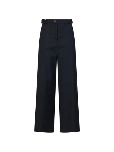 Weekend Max Mara Pinstriped High-waisted Trousers In Blue