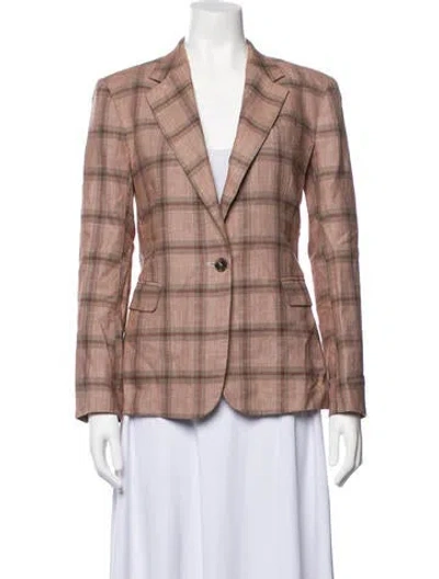 Pre-owned Weekend Max Mara Plaid Print Blazer In Brown