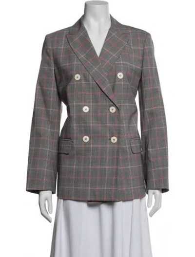Pre-owned Weekend Max Mara Plaid Print Blazer In Grey