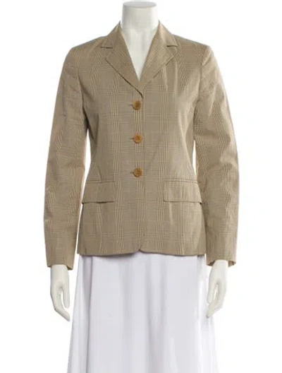 Pre-owned Weekend Max Mara Plaid Print Blazer In Neutral