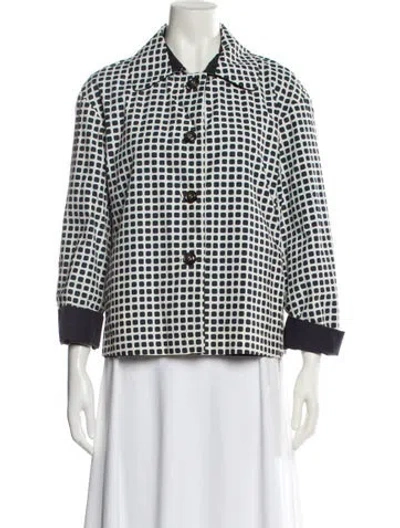 Pre-owned Weekend Max Mara Plaid Print Bomber Jacket In White