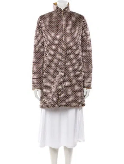 Pre-owned Weekend Max Mara Plaid Print Down Coat In Multicolor