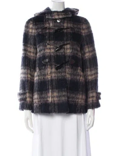 Pre-owned Weekend Max Mara Plaid Print Jacket In Blue