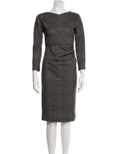 Pre-owned Weekend Max Mara Plaid Print Knee-length Dress In Black