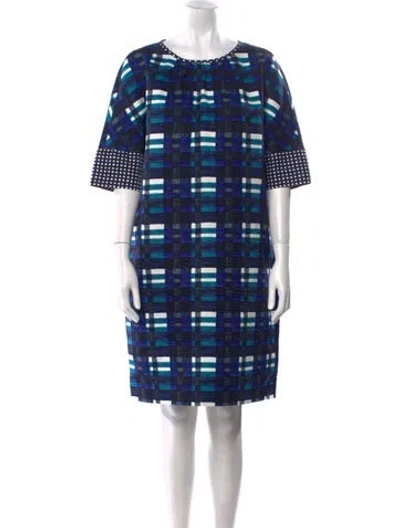 Pre-owned Weekend Max Mara Plaid Print Knee-length Dress In Blue