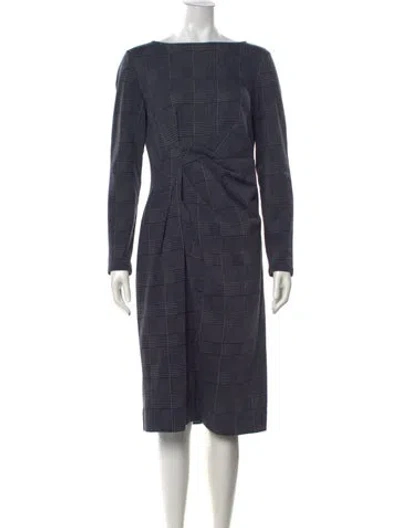 Pre-owned Weekend Max Mara Plaid Print Knee-length Dress In Blue