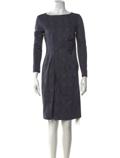 Pre-owned Weekend Max Mara Plaid Print Knee-length Dress In Blue