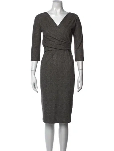 Pre-owned Weekend Max Mara Plaid Print Knee-length Dress In Grey