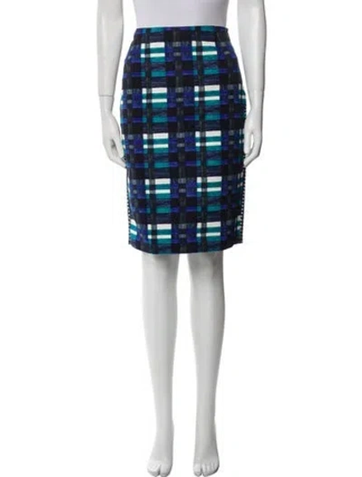 Pre-owned Weekend Max Mara Plaid Print Knee-length Skirt In Blue