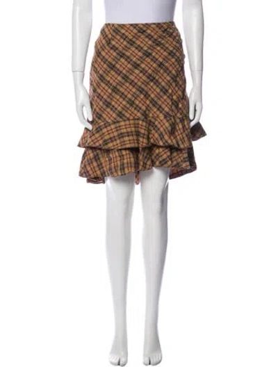 Pre-owned Weekend Max Mara Plaid Print Knee-length Skirt In Neutral