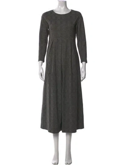 Pre-owned Weekend Max Mara Plaid Print Long Dress In Grey