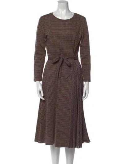 Pre-owned Weekend Max Mara Plaid Print Midi Length Dress In Brown