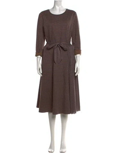 Pre-owned Weekend Max Mara Plaid Print Midi Length Dress In Brown