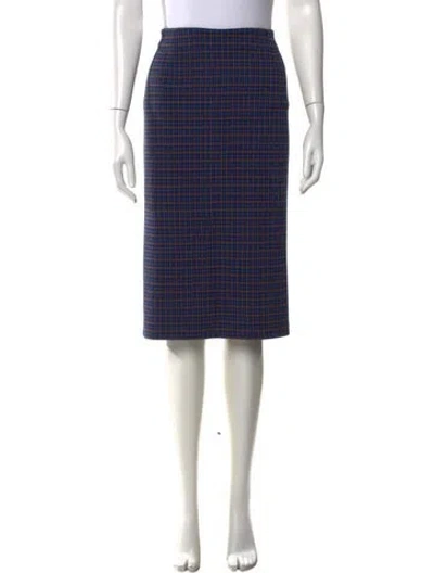 Pre-owned Weekend Max Mara Plaid Print Midi Length Skirt In Blue