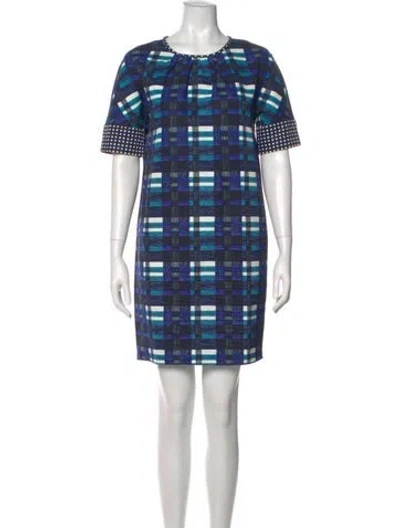 Pre-owned Weekend Max Mara Plaid Print Mini Dress In Blue