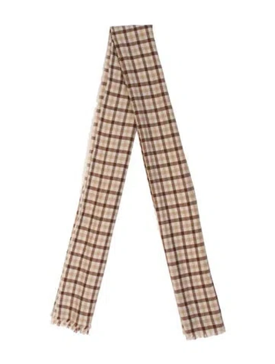 Pre-owned Weekend Max Mara Plaid Print Scarf In Neutral