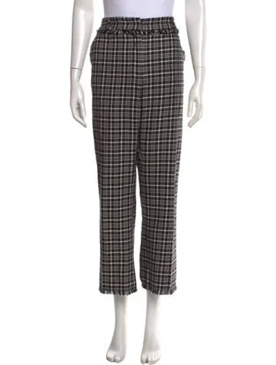Pre-owned Weekend Max Mara Plaid Print Straight Leg Pants In Black