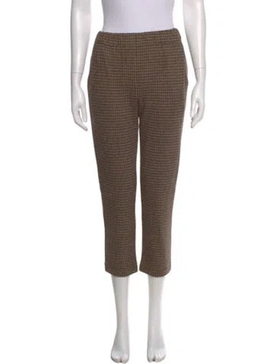 Pre-owned Weekend Max Mara Plaid Print Straight Leg Pants In Brown