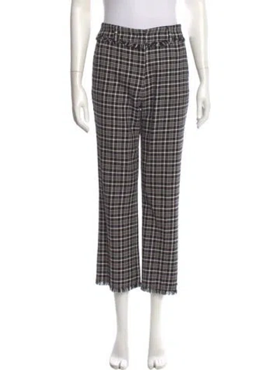 Pre-owned Weekend Max Mara Plaid Print Wide Leg Pants In Black