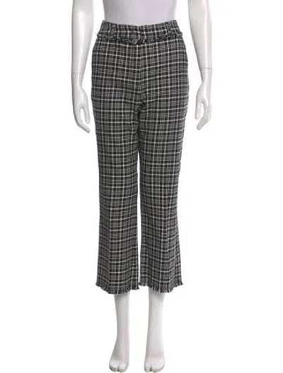 Pre-owned Weekend Max Mara Plaid Print Wide Leg Pants In Black